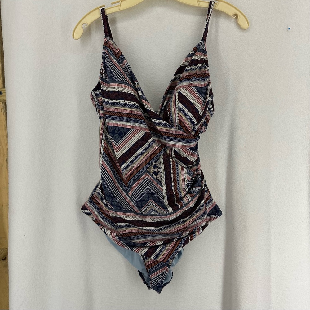 H&M Striped Boho One Piece Swimsuit Womens 12 Multi